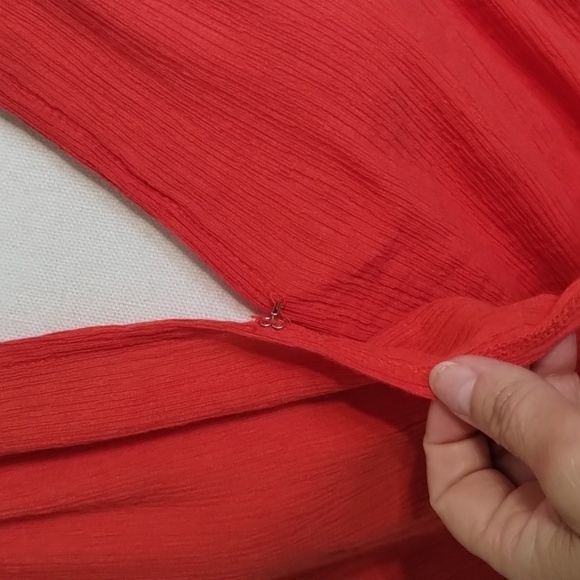 Free People blouse Check On It Wrap Top XS Oversized orange textured FP - Picture 4 of 9